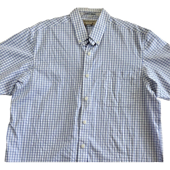 Duluth Trading Mens LT  Blue Check Short Sleeve Button Large Tall‎ Relaxed Fit - Picture 3 of 8
